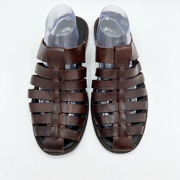 Tommy Bahama Vintage Slip-On Mule Dark Brown Leather Fisherman Sandals Sz 10 - Picture 5 of 15